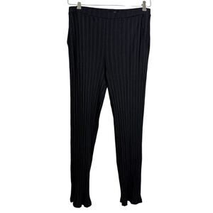 Eileen Fisher Ribbed Knit Pants Womens Medium Black Pull On Flare 27 EUC